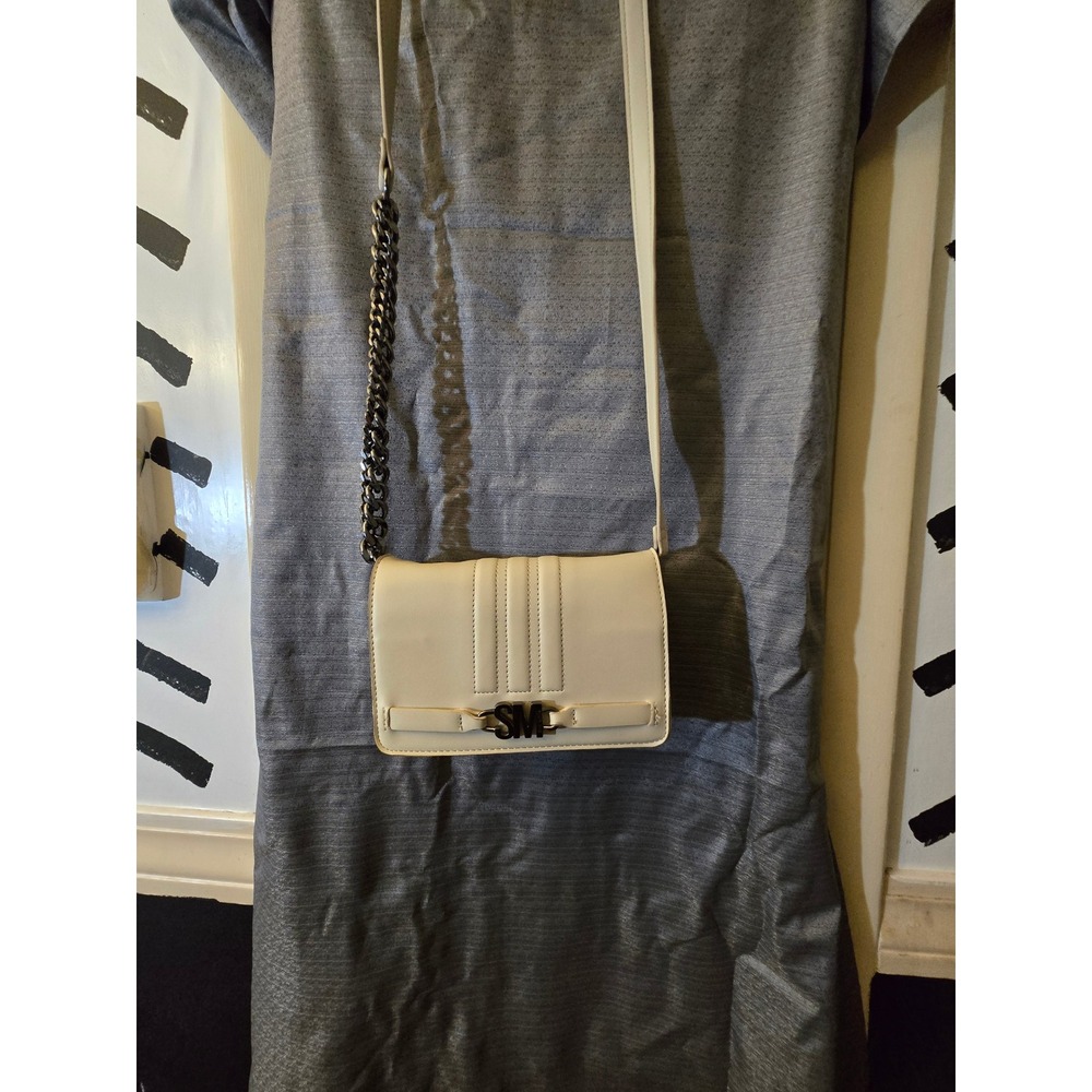 Steve Madden SM Cream Crossbody Bag Chain‎ Strap Flap Mini Purse